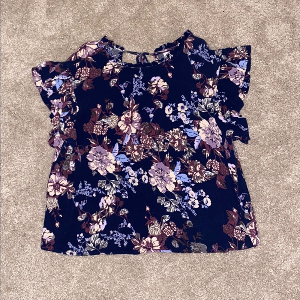 blue floral shirt